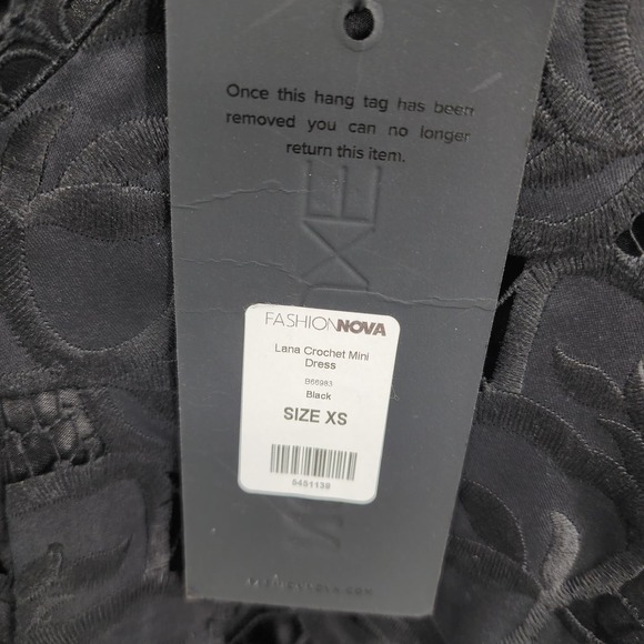 Fashion Nova Novaluxe Lana Crochet Mini Dress Black Size XS NWT - Picture 3 of 7